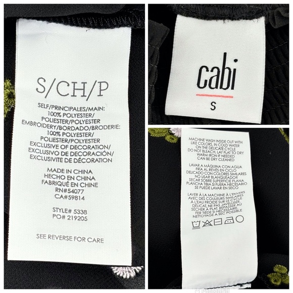 Cabi Embroidered Blouse # 5338, Sheer Black with Embroidered Roses, Small - Picture 16 of 16